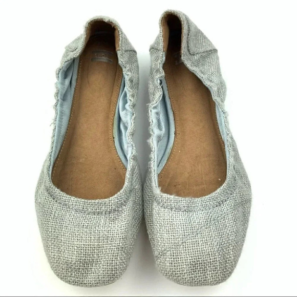 Toms flats sz 8 38.5 blue silver metallic ballet - Picture 3 of 12